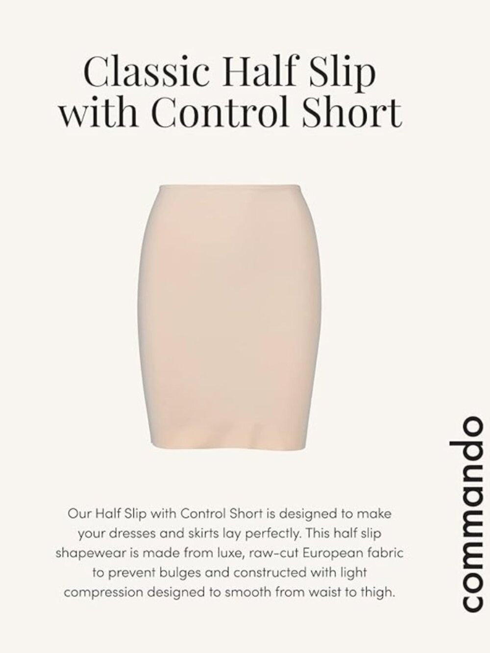 NEW Commando Classic Half Slip Skirt with Control Short Size M Beige Nude $128